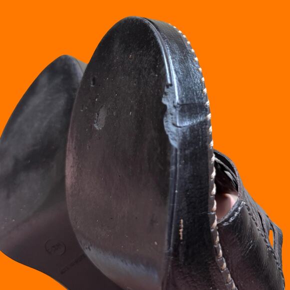 00's vintage dark brown leather platform y2k thong flip flops Size 8.5 *flaws* - Picture 9 of 9